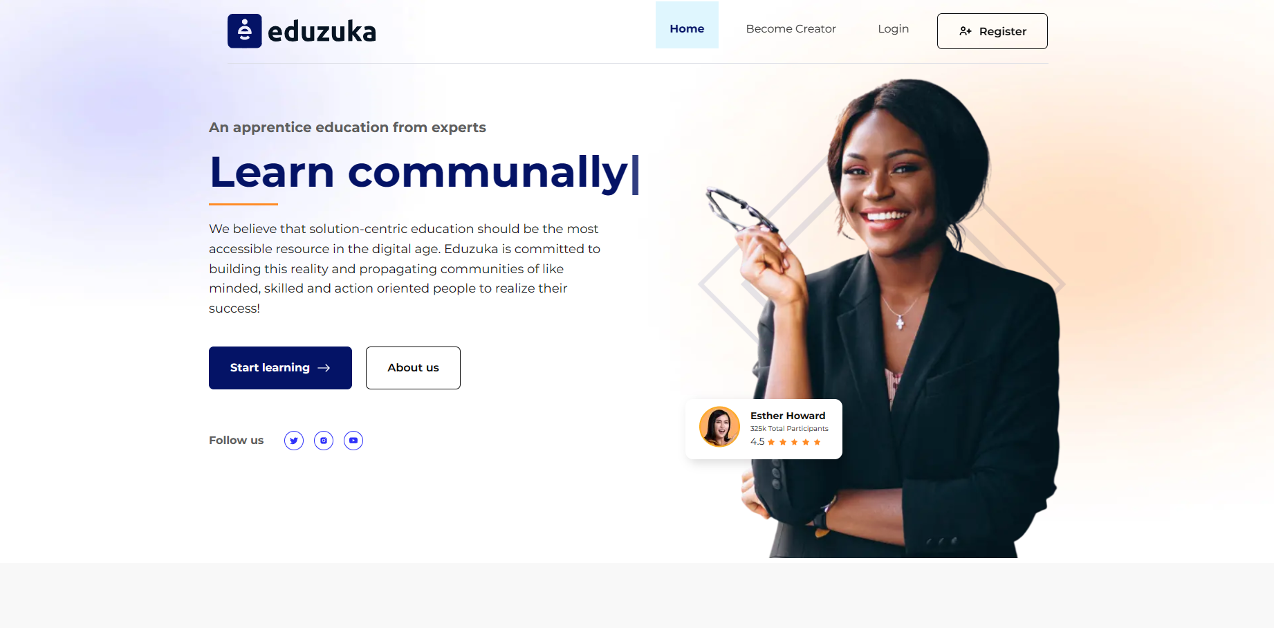 Eduzuka landing page